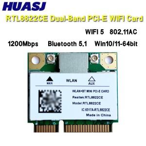 RTL8822CE 1200Mbps 듀얼 밴드 2.4G/5Ghz 802.11AC WiFi 카드 블루투스 5.1 지원 노트북/PC Win10/11 용 네