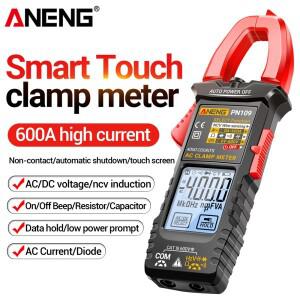 ANENG PN109 스마트 클램프 미터 멀티미터 4000 카운트 디지털 600A 고전류 전문 비접촉 측정 NCV 유도