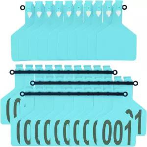 50Pcs Z 태그 원피스 TPU 대형 소 귀 001-050 돼지 염소 양 송아지 동물 식별 파란색