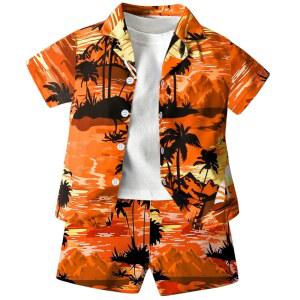 상트리 3피스 9년 반팔 여름 의상 바캉스 반바지 세트 셔츠와 3개월 비치 보이