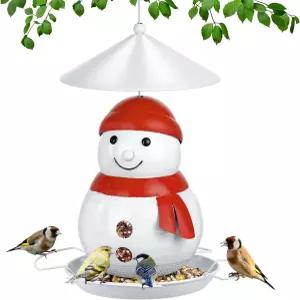 야외 행잉을 위한 IWNTWY 새 모이통 다람쥐 방지 배플이 있는 헤비 듀티 메탈 야생 대용량 정원 장식