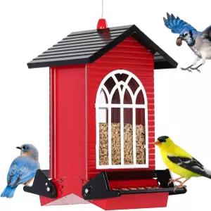 야외용 그베커리 다람쥐 방지 새 모이통 5LB 대용량 양쪽 무게로 활성화되는 퍼치가 있는 금속 야생 씨앗