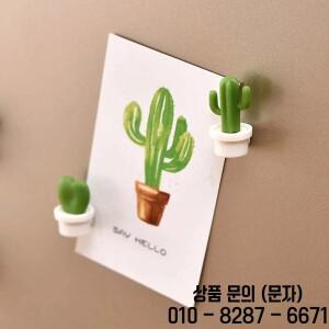 6개 세트 미니 선인장 냉장고 자석 녹색 식물 화분 볼 홈 데코 새해