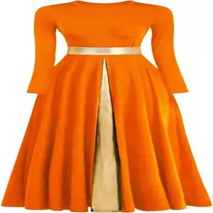 엘리도어 여성 찬양 댄스 드레스 메탈릭 허리밴드 롱 스윙 전례 예배 교회 가운 서정적인 댄스웨어