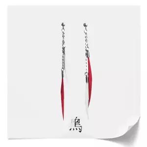 코스프레 깃털 태슬 귀걸이, 비대칭 디자인