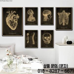 해부학 해골 칠판 포스터 크래프트 종이 DIY 빈티지 홈 룸 의학 장식 예술 벽화
