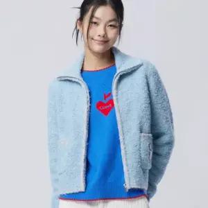 [롯데백화점]베네통 여성 퍼피 포켓 부클 집업 가디건 BAKCE1611