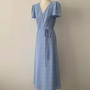 꽃무늬 드레스 쉬폰 브이넥 반팔 우아한 랩원피스