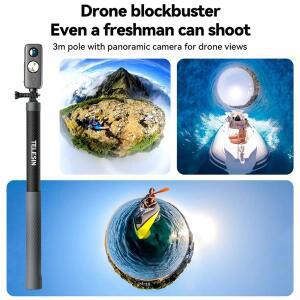 T36C 1.2M 카본 파이버 셀카봉 모노포드, 액션 카메라용 1/4 나사 포함, 접이식