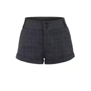 볼사스 여성용 팬츠 빈티지 캐주얼 여름 반 정장 A라인 체크 롤업 핫팬츠 하이웨스트 ADOR2