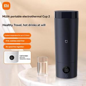 샤오미호환 미지아 휴대용 전기 히팅 컵 2단계 온도 LED 보온병 316 스테인리스 스틸 보일링 여행용 커피포