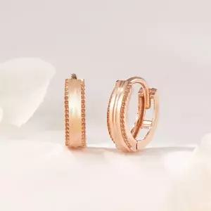 [비앤비골드] 14K/18K 미니 컷팅 밀그레인 원터치 링귀걸이 한쌍 PNE42607