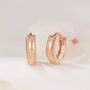 [비앤비골드] 14K/18K 미니 밀그레인 원터치 링귀걸이 한쌍 PNE42606