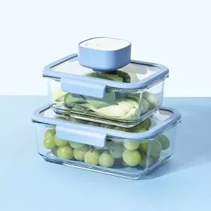 [네오플램][네오플램] 베큐씰 진공 밀폐용기 직사각 2종(950ml+1500ml) + 진공 펌프