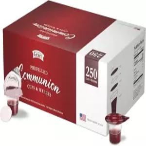 미리 채워진 성찬 컵과 웨이퍼 세트 - 위한 빵과 포도 주스 250박스