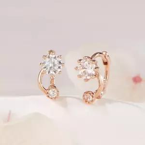 [비앤비골드] 14K 프롱 커브 큐빅 원터치 귀찌 귀걸이 한쌍 PNE42605