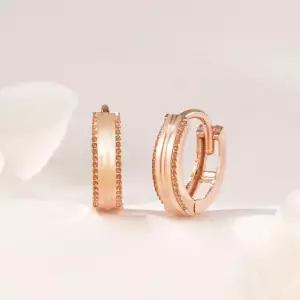 [비앤비골드] 14K 미니 컷팅 밀그레인 원터치 링귀걸이 한쌍 PNE42607