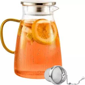 뚜껑이 있는 글래스키 유리 피처 차 스트레이너가 54온스 물 붕규산 스 티 주스 우유 차가운 음료 또는