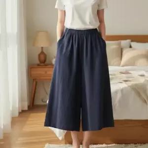 [라일리여성의류] Rly 린넨 치마바지 와이드 모데라 여름 허리밴딩