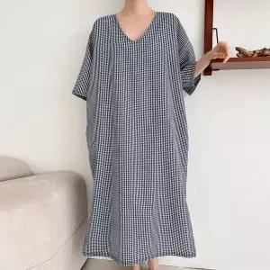 [하프클럽/나야홍]빅사이즈 604 아방롱체크무늬반팔원피스 DGLU370