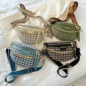 여성용 은창 휴가 체인 엘레강스 숄더 가방 미니 가방 여성 에코백 트위드 크로스백 숄더백 여름 가방 여행