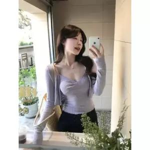 투피스 레이어드 카디건+나시탑 여자봄가디건 긴팔 ible1