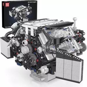 몰드 킹 W2 엔진 빌딩 블록 모델 키트 V8 스케일 작동하는 0230 STEM DIY 4세 이상용 87개