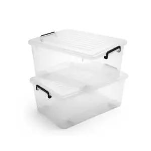 [골드스마일]플레인 투명 플라스틱 수납함 상자 정리함 48L 2개