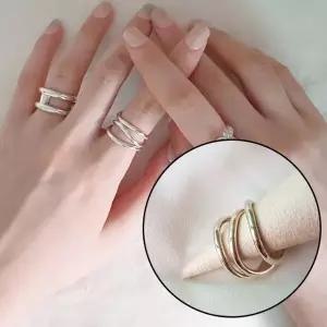 [신세계라이브쇼핑][옷자락] 여자 프리사이즈 실버 웨이브 레이어드 반지