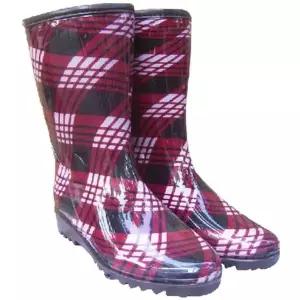 여성 털 장화 패턴 방수 부츠 여성 겨울 방한 장화 체크 농업용 작업화 미끄럼 여성시 시장용 방지 무늬
