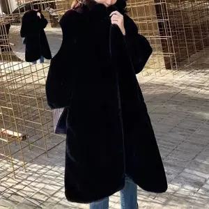 여성 루즈핏 페이크 밍크 롱기장 코트 겨울 포멀룩