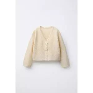 zara 자라 BUTTERFLY KNIT CARDIGAN - Vanilla