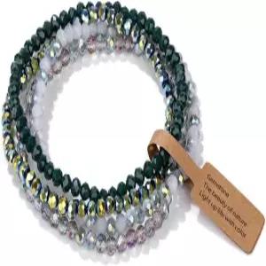 루브리피코 보호 크리스탈 팔찌 세트 여성용 4mm 비즈 스태커블 레이어링 스트레치 우정 선물