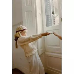 zara 자라 LACE KNIT CARDIGAN - Ecru