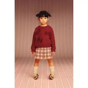 zara 자라 KNIT JUMPER WITH VELVET BOWS - Red