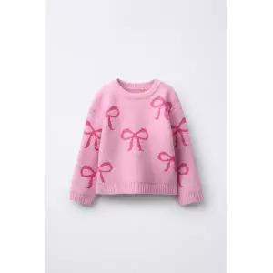 zara 자라 KNIT JUMPER WITH BOWS - Pink