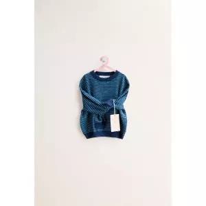 zara 자라 TIMELESS - STRIPED COTTON LINEN JUMPER Blue / Indigo