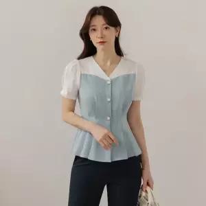 [시크라인] 아티첼 페플럼 트위드 블라우스