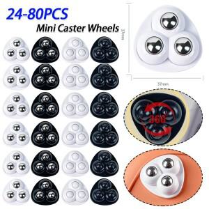 80PCS 끈적 회전 도르래 소음 없음 자체 접착 범용 쓰레기통 바닥 주방 소형 가전 제품에 대 한 바퀴