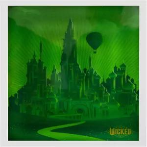 위키드 에메랄드 시티 이미지 미러 LED 월 아트 액자형 브로드웨이 뮤지컬 영화 15.75 x11.81