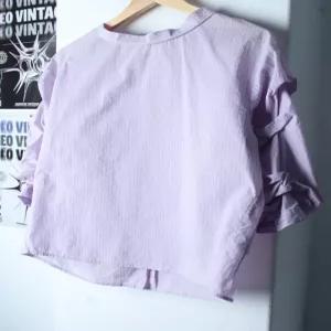 W(S-M)발렌시아 반팔 카라 티셔츠 셔츠 남방 블라우스 스트라이프 퍼플86