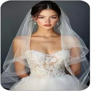 래티우스 핑거팁 신부 결혼식 베일 2단 리본 가장자리 및 여성용 빗살 장식