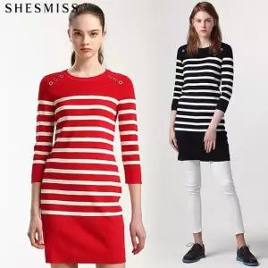 [쉬즈미스][쉬즈미스(SHESMISS)] 캔디걸 스트라이프 니트 원피스 (택가격168000원)