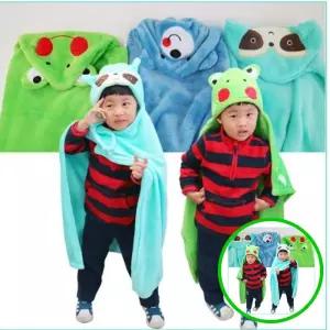 3WC 포근이 망토형 담요 개구리 극세사 아기 유아 블랭킷 외출