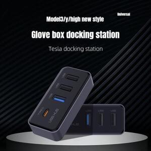 호환Tesla 도킹 스테이션 액세서리에 최적 모델 Y/Refresh3 글러브 박스 USB 허브 어댑터 자동차 부품