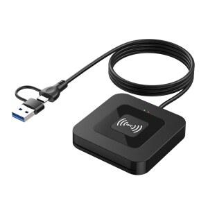 CAC NFC 스마트 카드 리더 밀리터리, 듀얼 인터페이스 USB DOD 밀리터리 ID /IC 리더, 비접촉식 탭 투 리드, Windows, Linux, MacOS와 호환되는 C