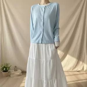 [옷자락]여성용 부드러운 파스텔 긴팔 라운드 가디건