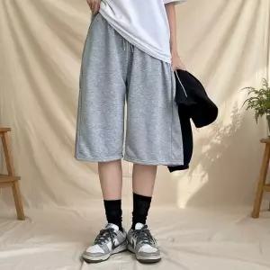 [옷자락]여성 옆주름 와이드 버뮤다 트레이닝 반바지 5부