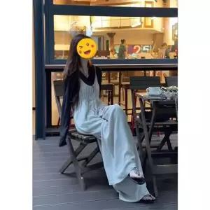 여성 바지 스모크 슈트 점프 긴팔 브이넥 슬림핏 상의 오버롤 수트 BE1