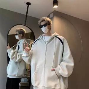 남자 집업 가디건 카디건 톤 다운 후드 가을 헤비 코트 주니어 캐주얼 트레이닝 상의 BE3